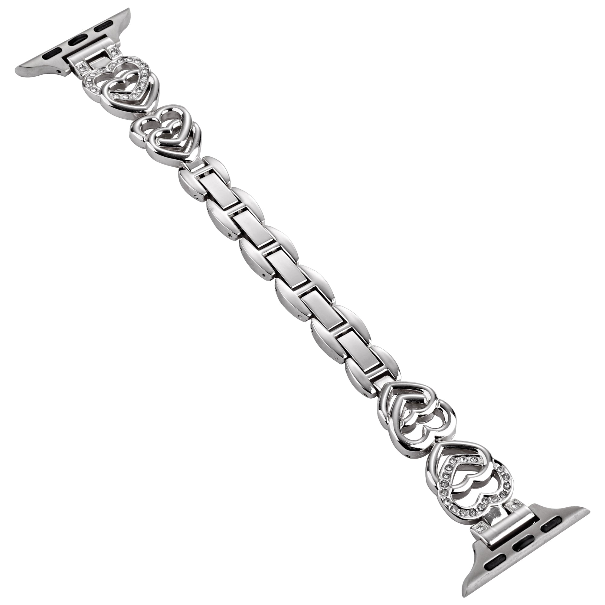 For Apple Watch Ultra Ultra 2 49mm Series 9 8 7 45mm 6 5 4 SE SE (2022) (2023) 44mm 3 2 1 42mm Watch Band Rhinestone Decor Heart Design Metal Strap For Apple Watch Ultra Ultra 2 49mm Series 9 8 7 45mm 6 5 4 SE SE (2022) (2023) 44mm 3 2 1 42mm Watch Band Rhinestone Decor Heart Design Metal Strap